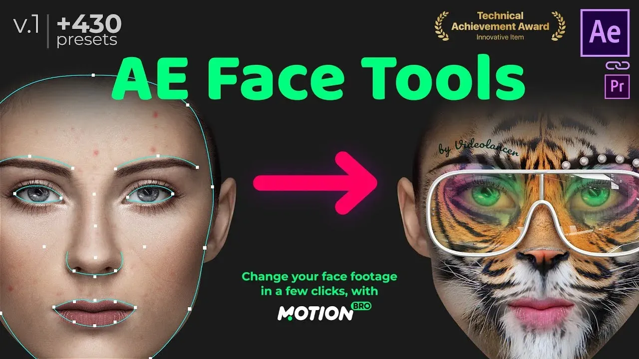 پریست AE Face Tools در پکیج موشن برو