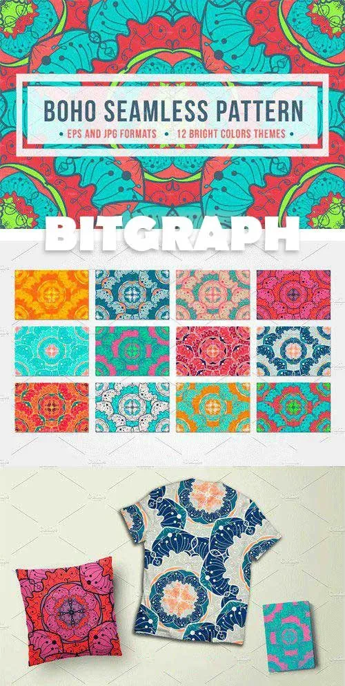 مجموعه ای از پترن های زیبا و کاربردی BOHO SEAMLESS PATTERN