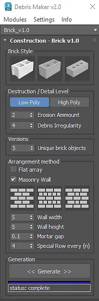 Brick Settings