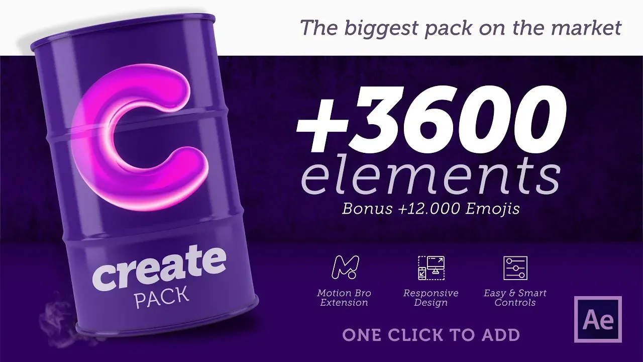 پریست Create Pack 3600+ Elements در پکیج موشن برو