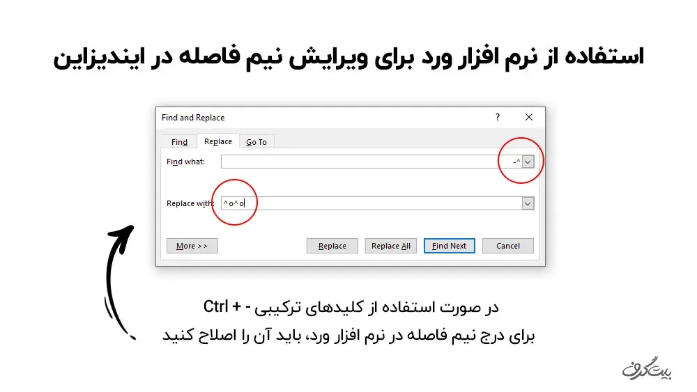 استفاده از نرم افزار ورد برای ویرایش نیم فاصله در ایندیزاین