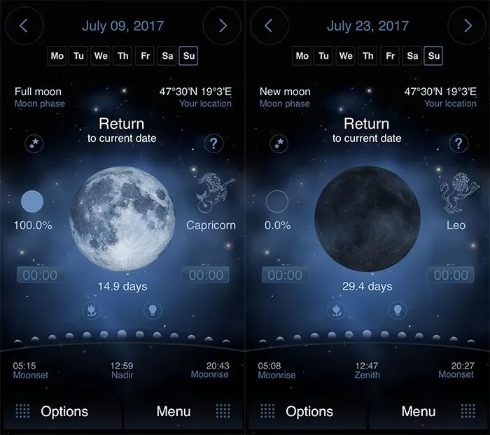 Deluxe Moon Pro برای Dark Sky Finder برای عکاسی از کهکشان راه شیری.