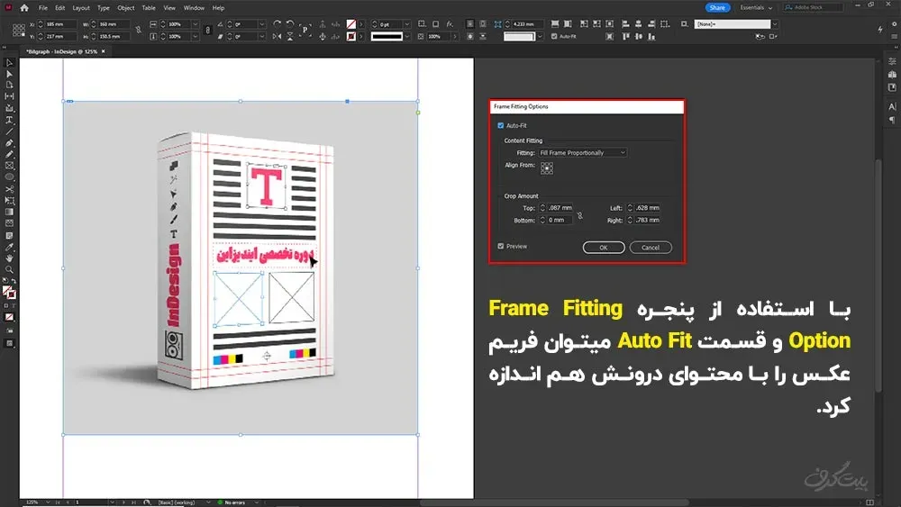تغییر اندازه فریم عکس در ایندیزاین