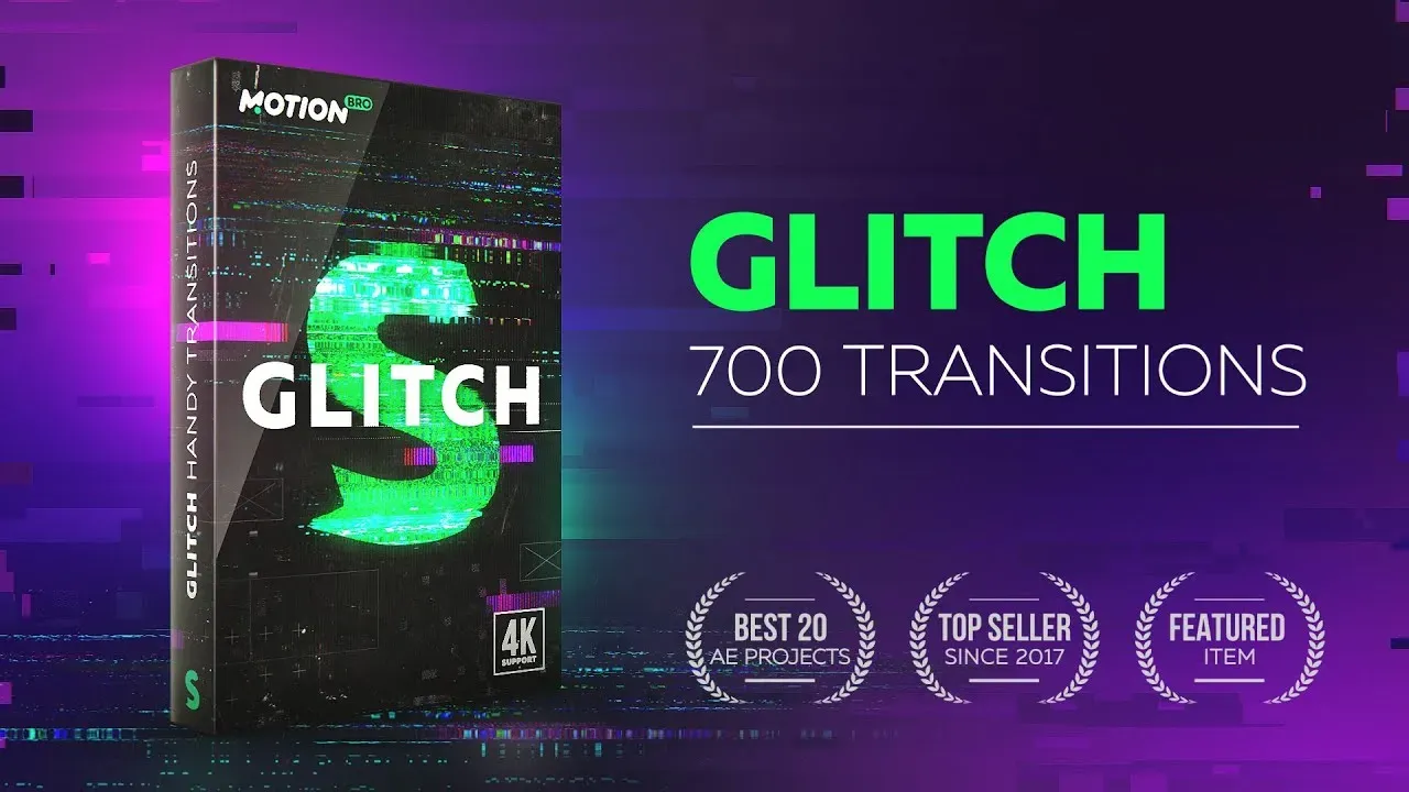 پریست Glitch Handy Transitions در پکیج موشن برو