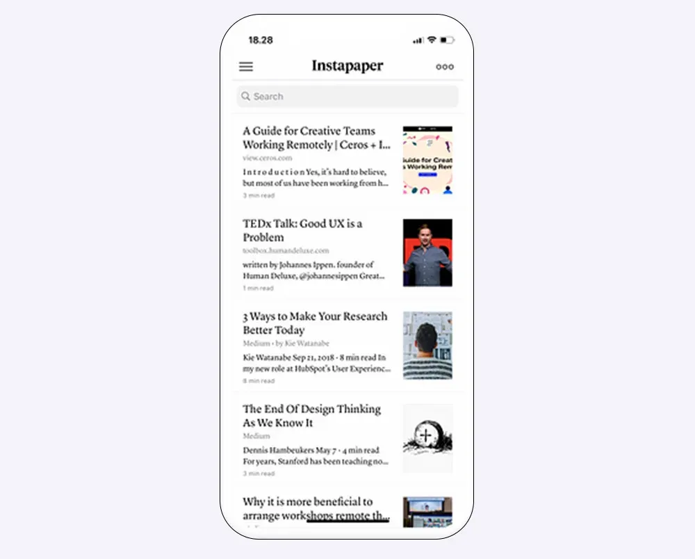 طراحی رابط کاربری در اپلیکیشن Instapaper