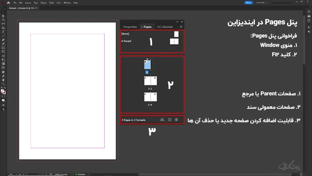 پنل Pages در ایندیزاین