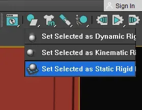 Set Select as Static Rigid Body