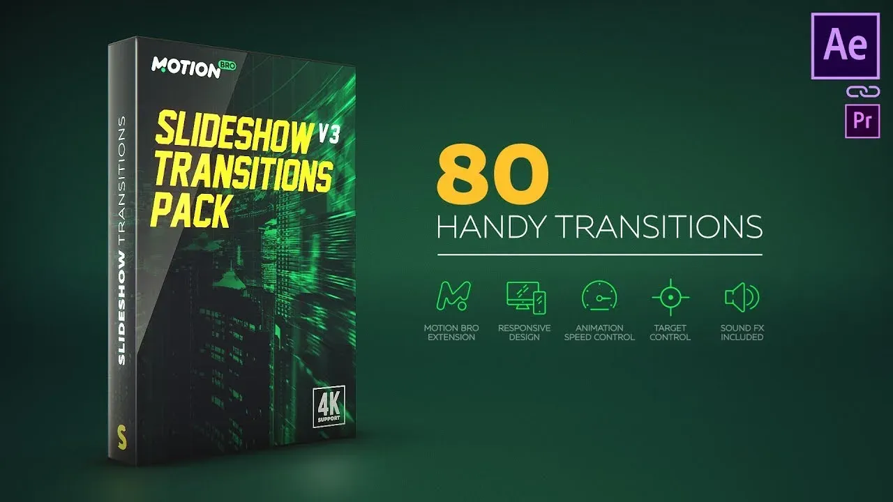 پریست Slideshow Transitions Pack در پکیج موشن برو