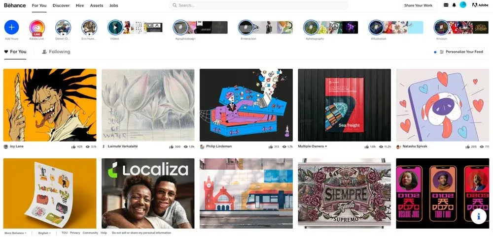 Behance یکی از سایت های کاربردی برای گرافیک دیزاینرها