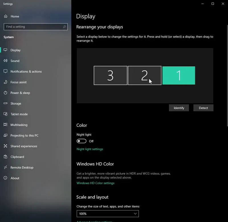تنظیمات Display setting در ویندوز