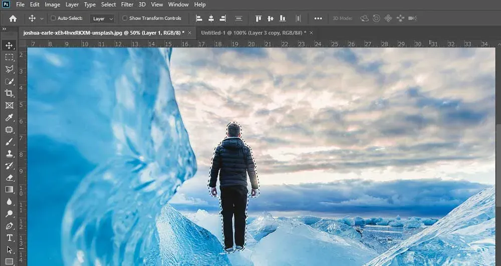 گسترش ناحیه انتخابی برای حذف سوژه با content aware