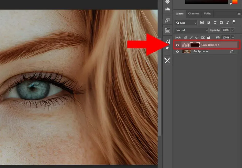 مشکی کردن لایه ماسک color balance