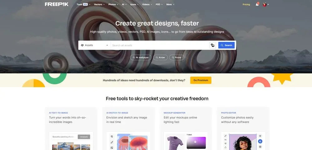 freepik از سایت های کاربردی برای طراحان