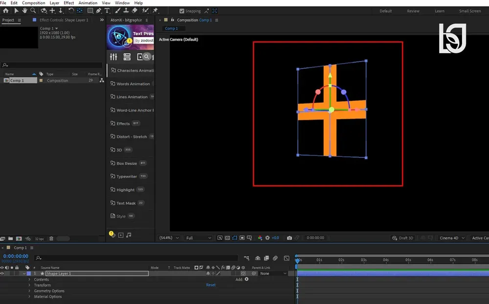 چرخاندن لایه برای دید بهتر در پروژه 3D در افترافکت