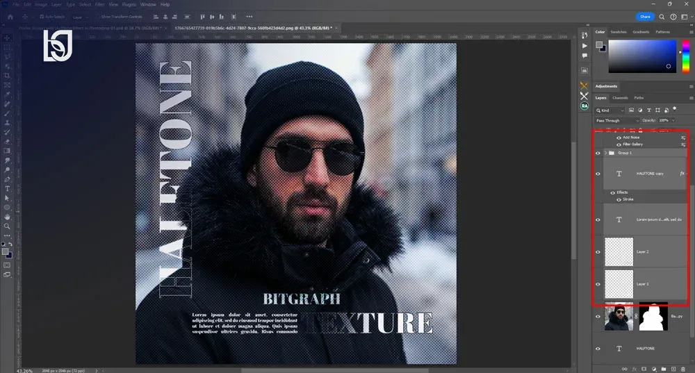 طراحی پوستر با افکت Halftone