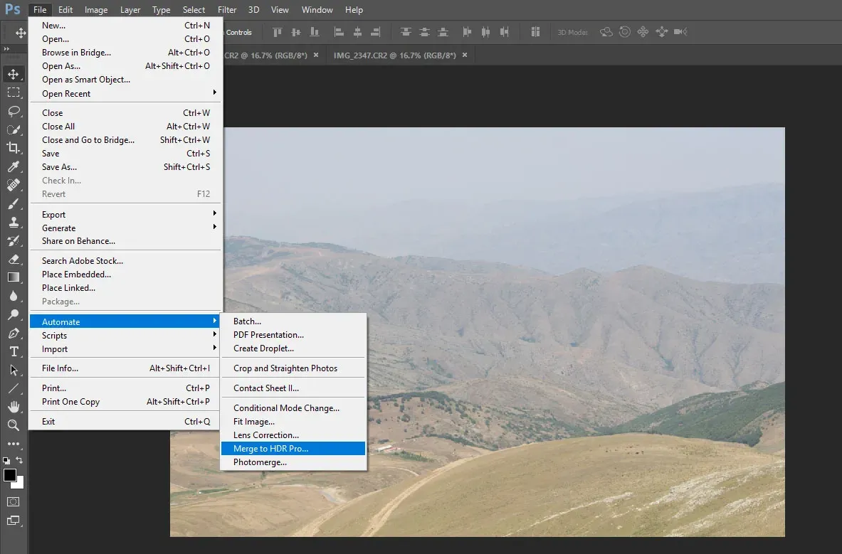 ایجاد عکس HDR از عکس هایی با چند اکسپوژر مختلف (Bracketing)