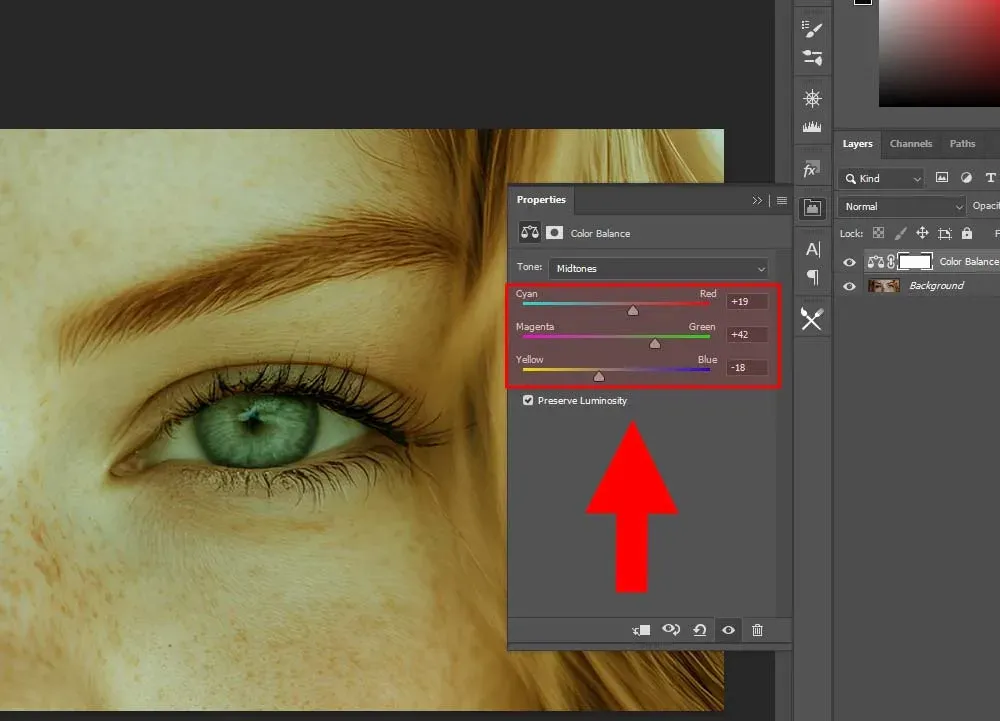 تنظیمات ادجاسمنت color balance