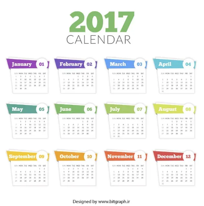 دانلود وکتور تقویم میلادی 2017