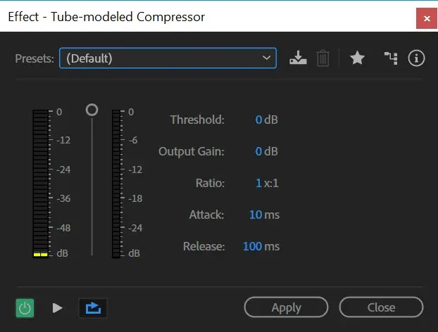 یکسان سازی ولوم صدا به کمک افکت tube-modeled compressor در اودیشن